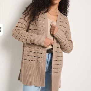 78 & Sunny Oasis Crochet Cardigan in Dark Birch